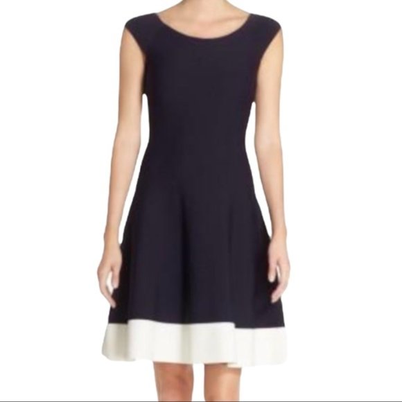 Eliza J Colorblock Black & White Fit & Flare Dress Size 4 - Picture 1 of 9